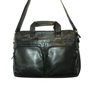 Osgoode Marley Levenger Black Leather Messenger Bag Briefcase Adjustable Strap